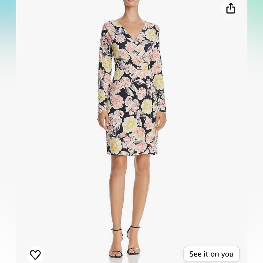 French Connection Women's Enoshima Jersey Long Sleeve Floral Printed Dress 10